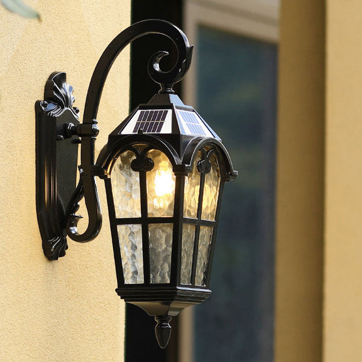 Skanto | Sollys Vanntett Utendørs Vegglampe | Vintage Design med Fjernkontroll for Veranda, Patio & Hagebruk