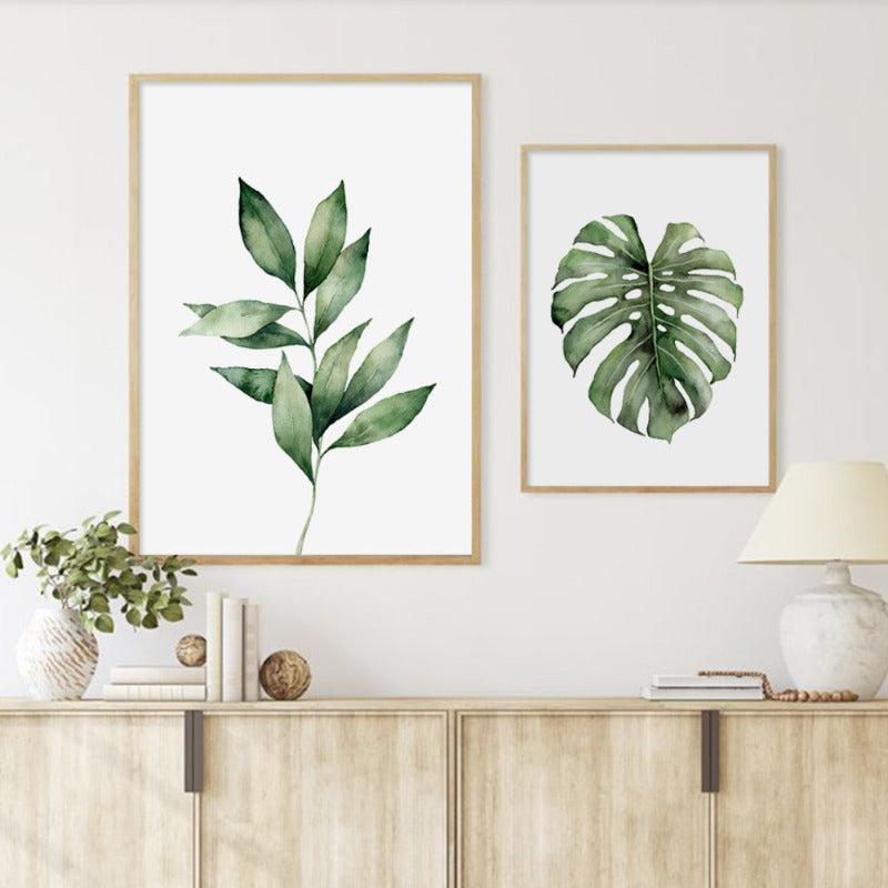Grønn Blad Tropisk Botanisk Akvarell Plakat