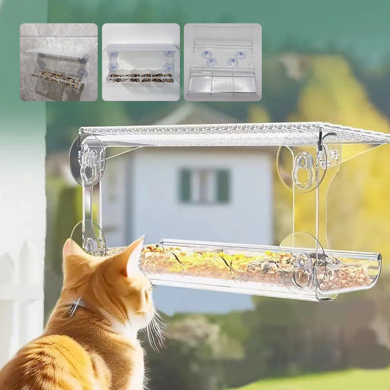 Skanto | Utendørs Clear-Window-Suction-Cup-Fuglekasse