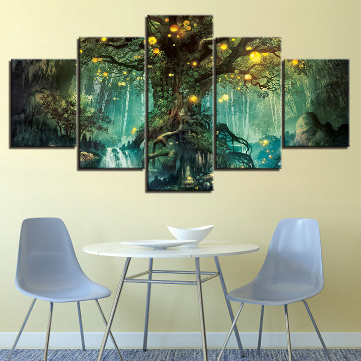 Magic Forest Trunk 5 Stykke - Canvas Veggkunst Maleri