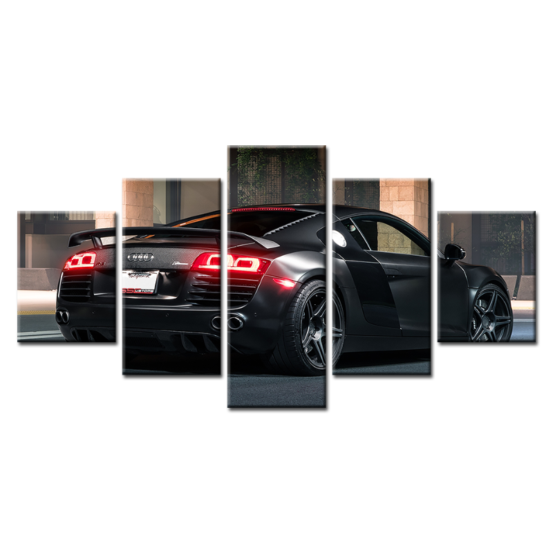 5-Piece Black Metallic Car Close-Up Canvas Wall Art Painting | Skanto