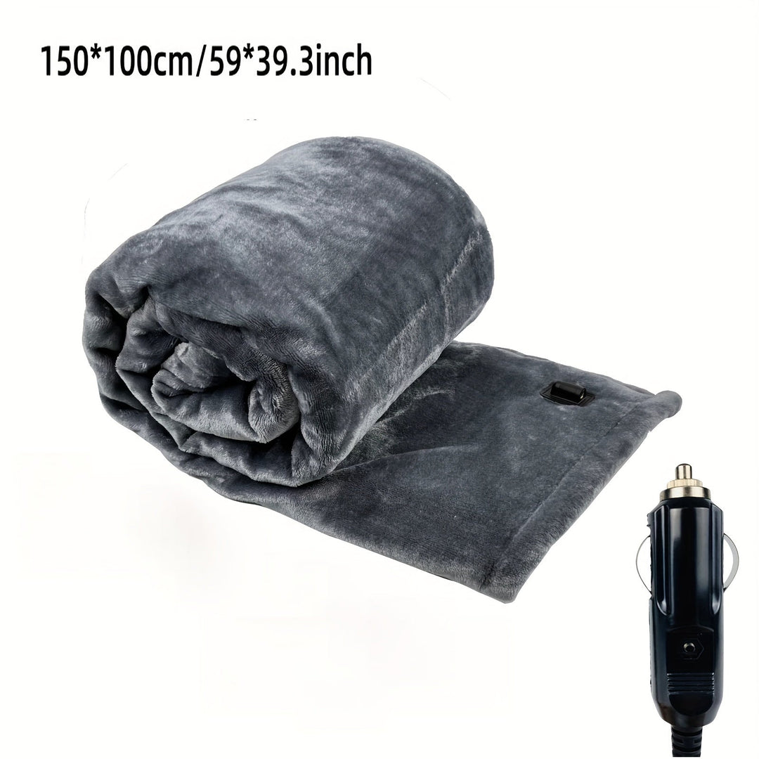 12V Oppvarmet Bilteppe - Mykt Flanellteppe med Overoppheting Beskyttelse for Bil og Camping | Skanto