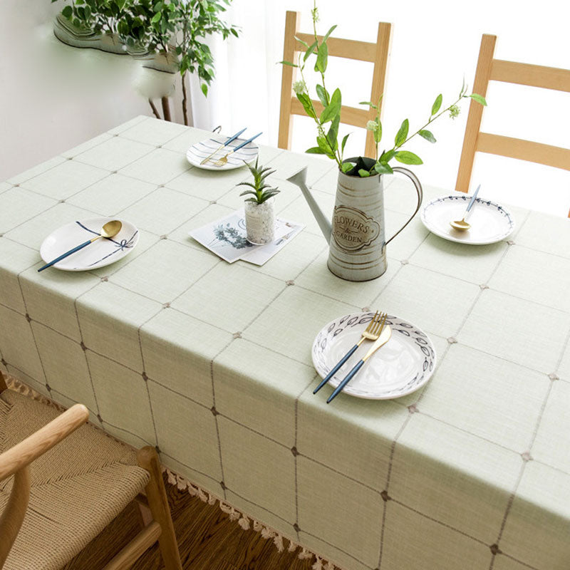 Skanto | Vanntett Olje-resistent Rektangulær Duk Bomull Lin Loppe-resistent Duk for Kjøkken Spiserom Buffet Fest