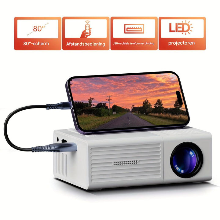 Skanto | LumoBeam Ultra-Lys Mini Projektor (3000 Lumen) – Kompakt HD Hjem & Utendørs Kino
