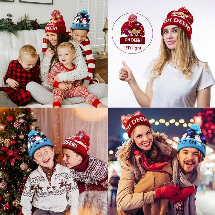 Skanto | 🎅LED Jule Strikkede Luer Lys opp Jule Beanie