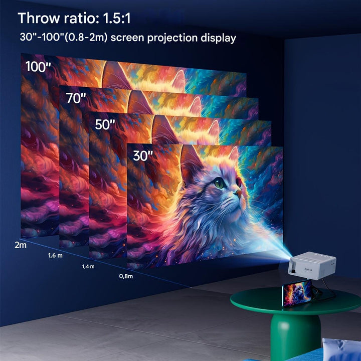 Skanto | LumoBeam Ultra-Lys Mini Projektor (3000 Lumen) – Kompakt HD Hjem & Utendørs Kino