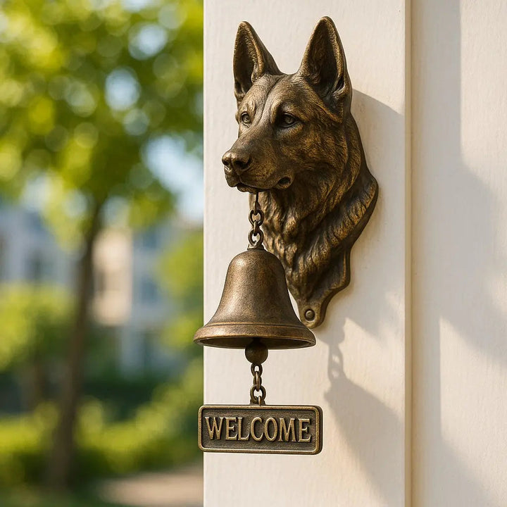 Willkommensglocke „Schäfer“ fra bronse – Elegante Wandglocke med Schäferhundmotiv