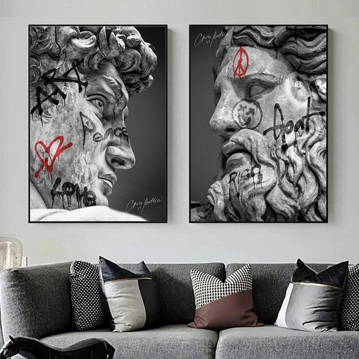 David Head Skulptur Graffiti - Lerret Veggkunst Maleri