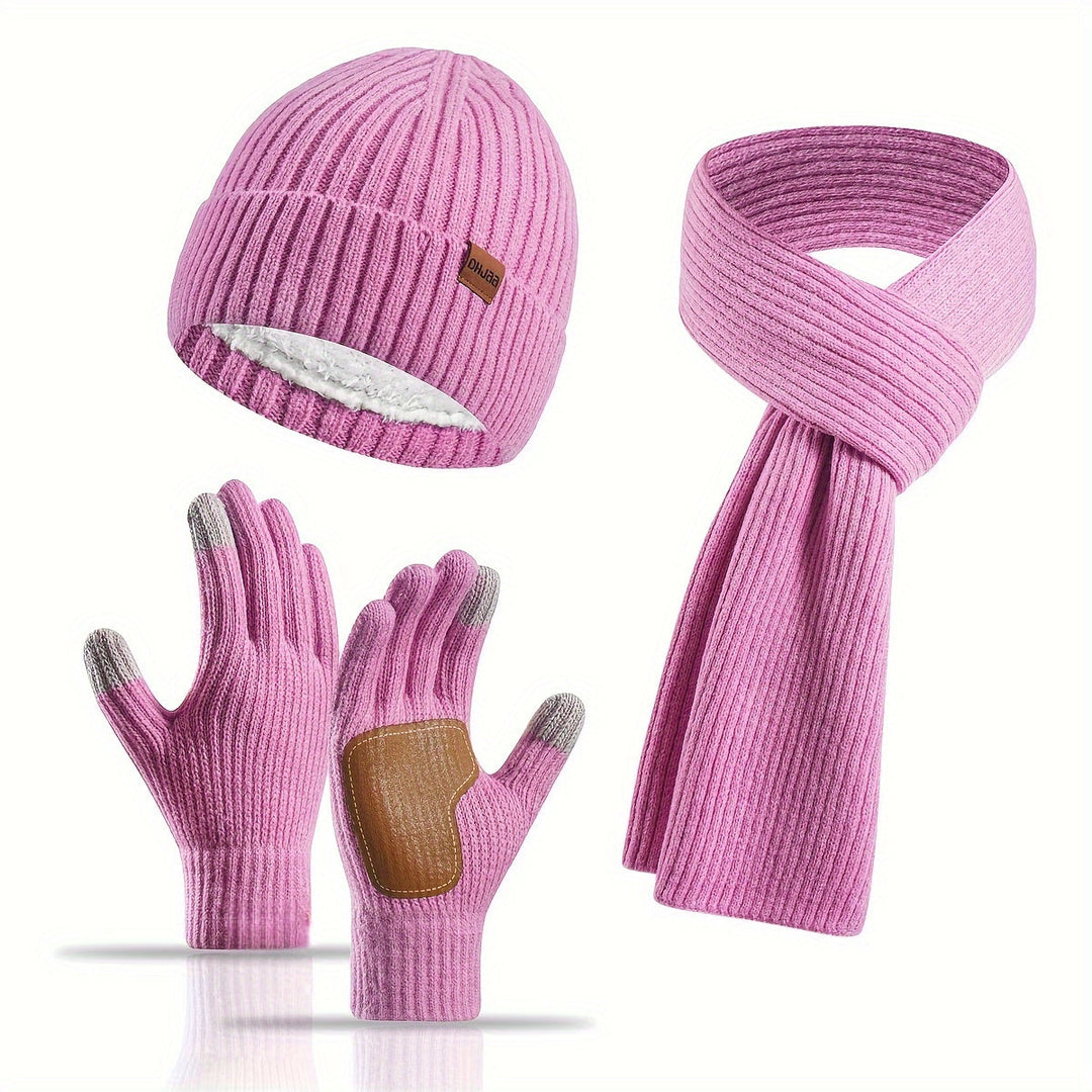 Skanto | Vinter Komfort Sett – Strikket Lue, skjerf og hansker for Unisex