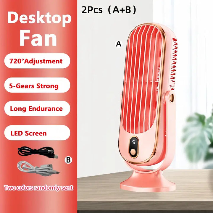 Skanto | Bærbar Mini Luftkondisjoner med USB Lading – 5 Hastigheter & 720° Rotasjon