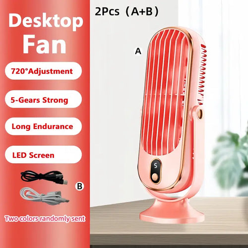 Skanto | Bærbar Mini Luftkondisjoner med USB Lading – 5 Hastigheter & 720° Rotasjon