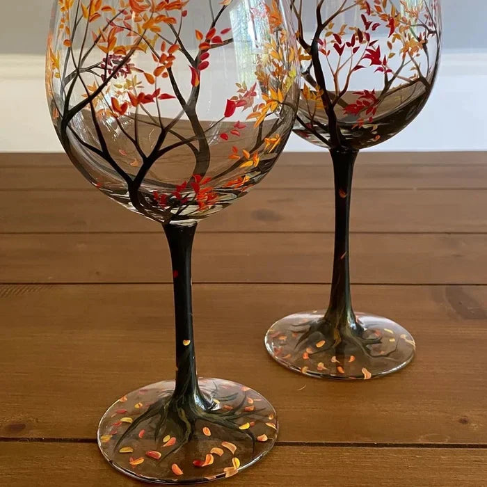 Skanto | Håndmalte Vinglass – Fire Sesonger Kunst & Eleganse