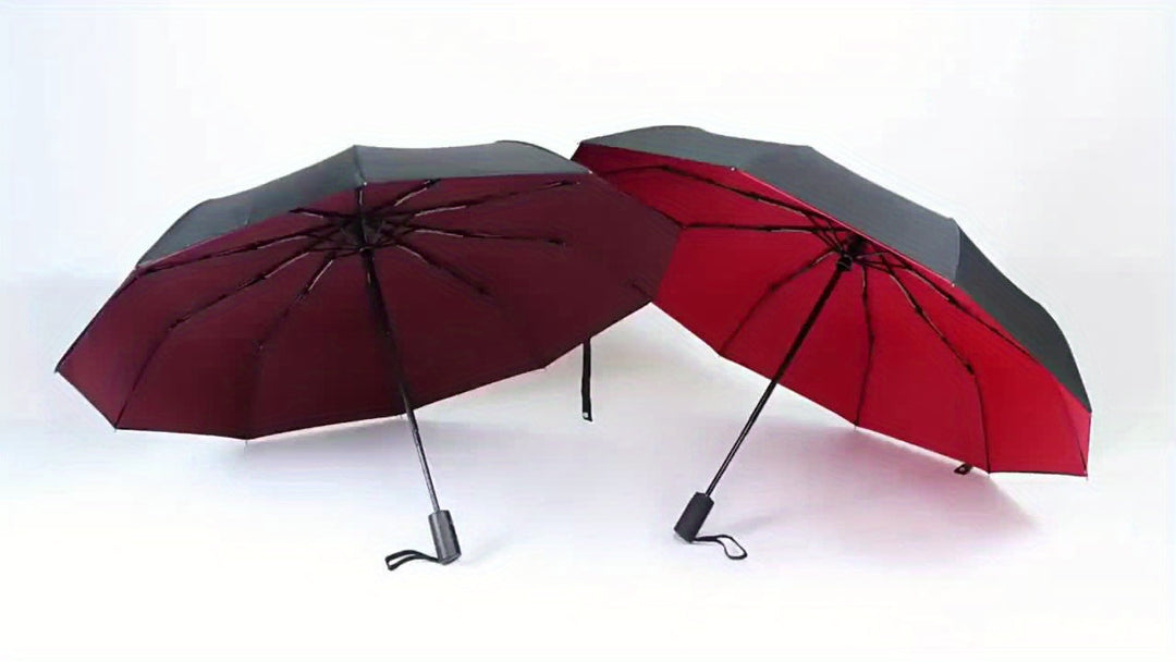 Skanto | Vindtetts reiseregns umbrellas - Robust 10-ribs ramme, Automatisk, Ekstra stort sammenleggbart design med UV-beskyttelse, Dobbelt bruk for solfylt og regnfullt vær