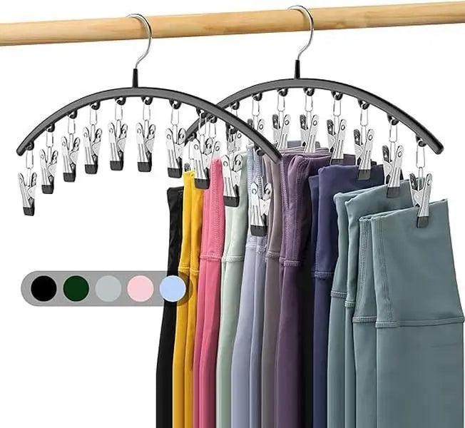 2-delt sett med leggings-organisator og kleshenger – med 20 klips for plassbesparende oppbevaring!