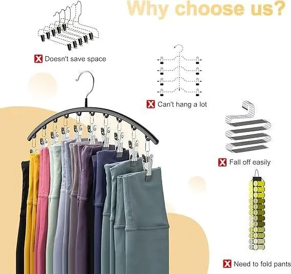 2-delt sett med leggings-organisator og kleshenger – med 20 klips for plassbesparende oppbevaring!