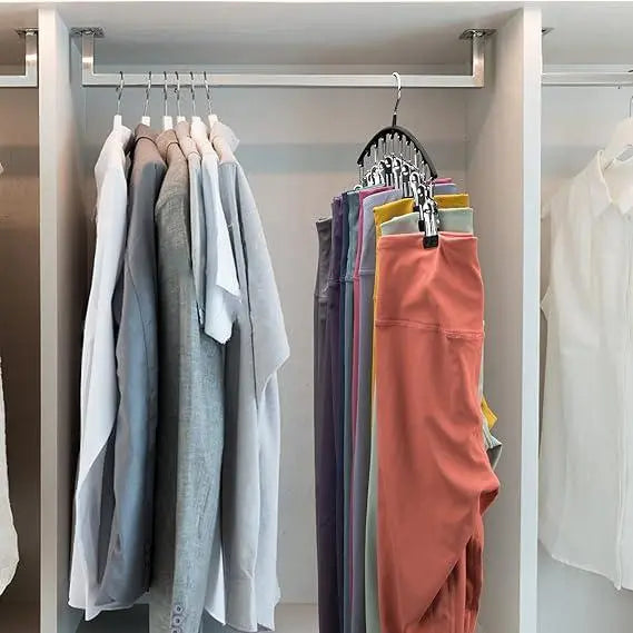 2-delt sett med leggings-organisator og kleshenger – med 20 klips for plassbesparende oppbevaring!
