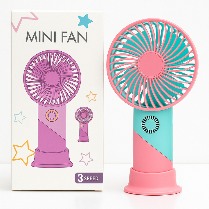 ColorTwist™ Mini Vifte – 3-hastigheter Oppladbar Håndholdt Vifte | Skanto