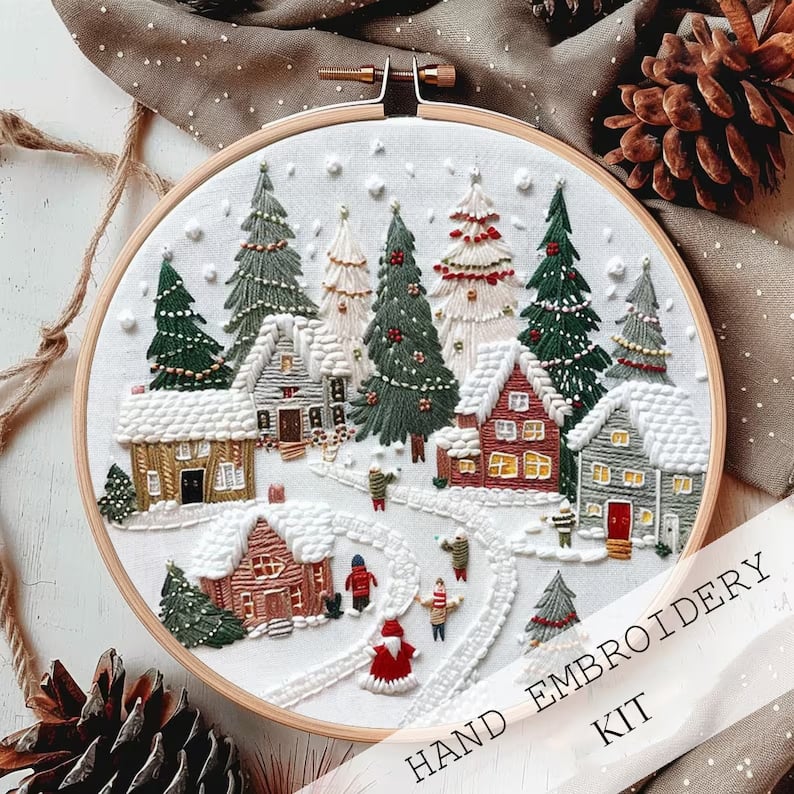 Skanto | Julebroderisett DIY | Komplett Kit for Hjemmelaget Dekor | 20 cm