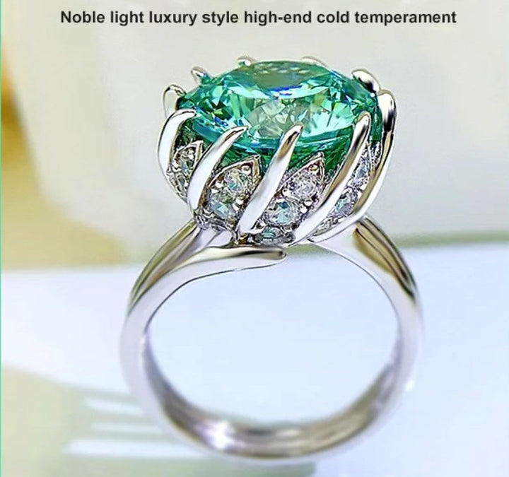 Skanto | 6 Karat Paraiba Blågrønn Lotus Diamant Ring