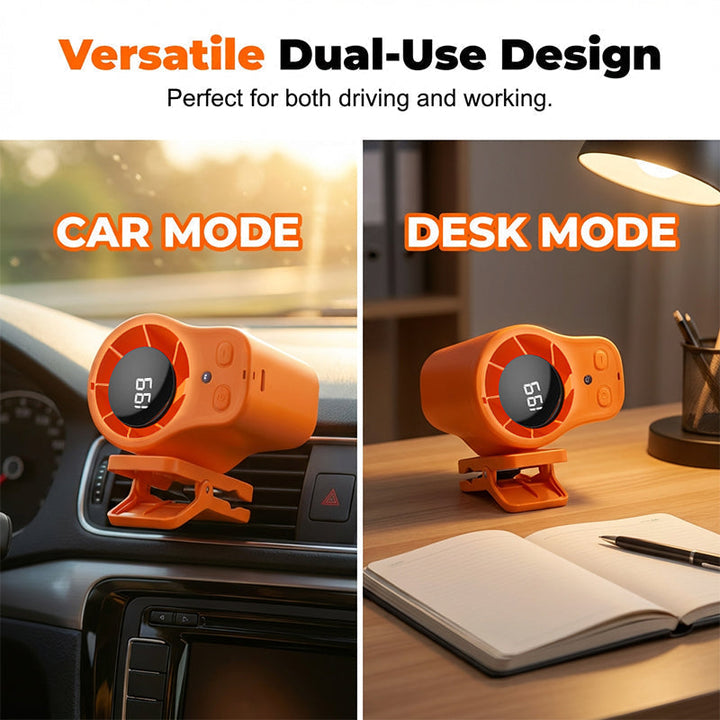 Mini vifte med ventilasjonsklemme for bil og skrivebord | Skanto