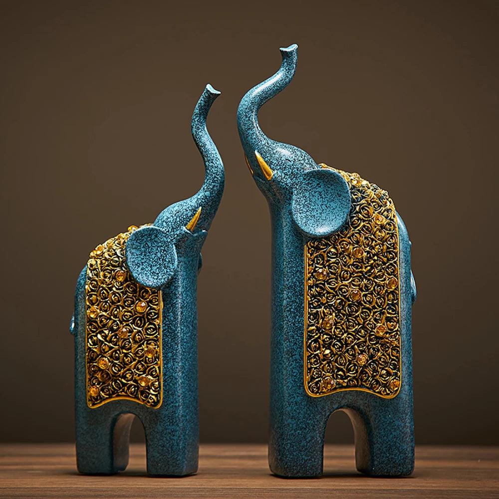 Skanto | Dekorative Figurer Elefanter Sett av 2 | Retro Design | Harpiks | 13x8x30 cm