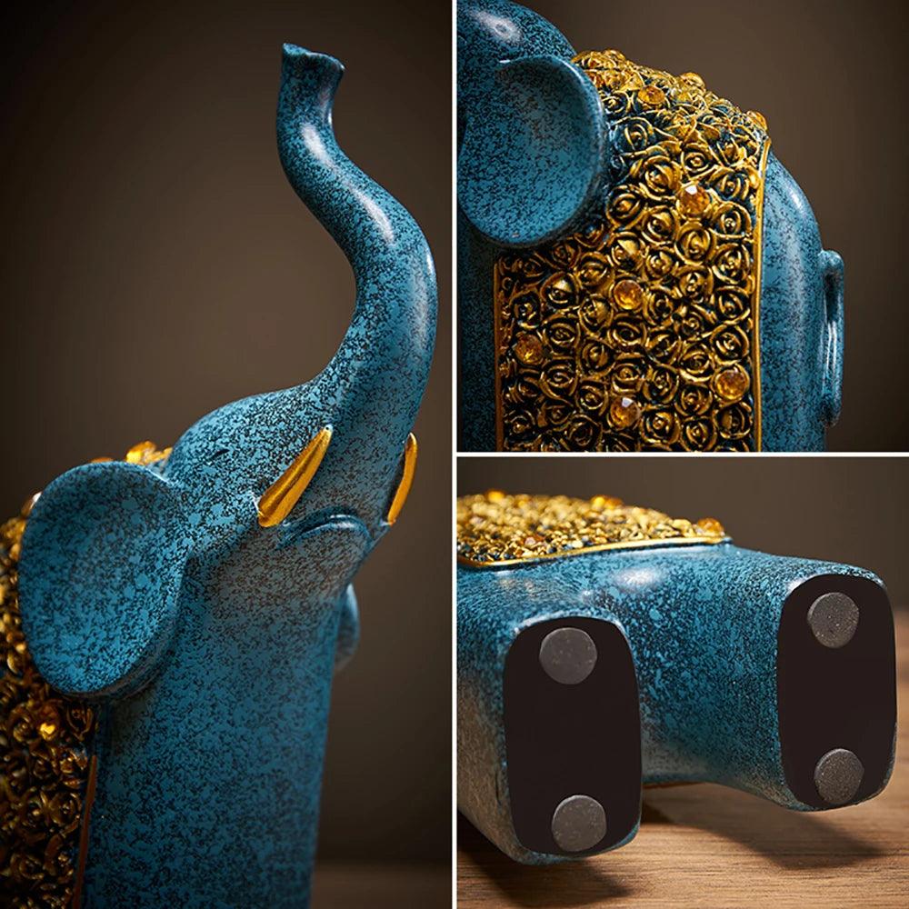 Skanto | Dekorative Figurer Elefanter Sett av 2 | Retro Design | Harpiks | 13x8x30 cm