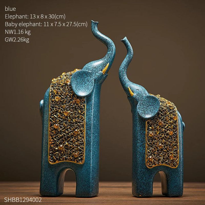 Skanto | Dekorative Figurer Elefanter Sett av 2 | Retro Design | Harpiks | 13x8x30 cm