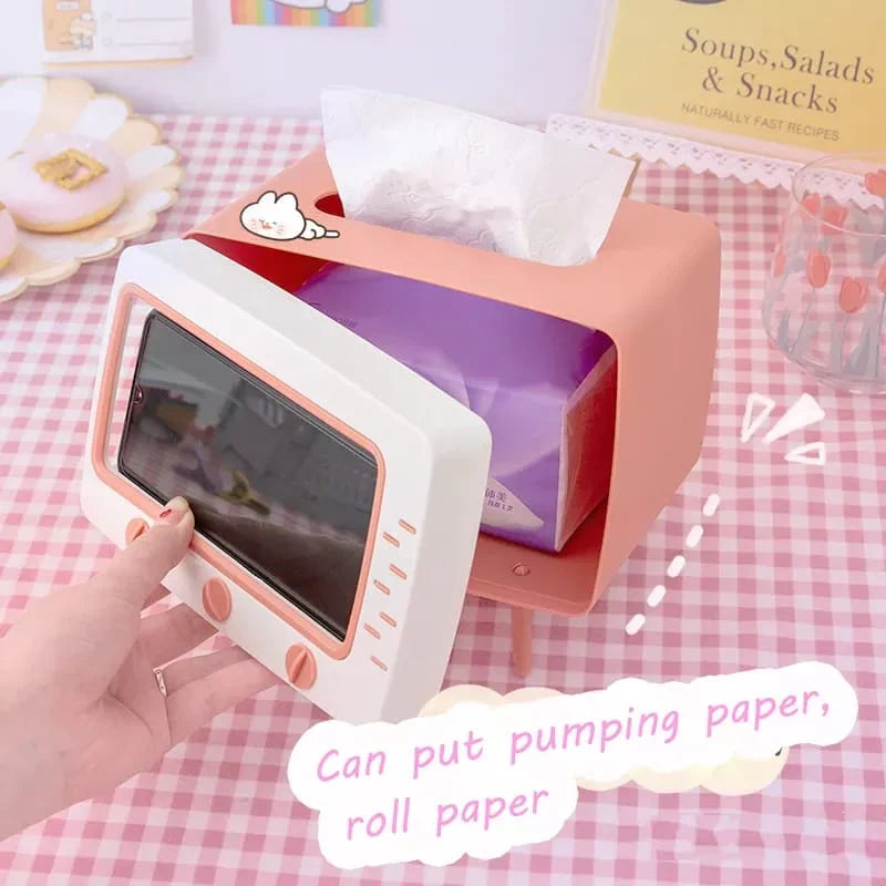 Kreativ Tv Tissue Box Holder Med Telefonholder Skanto