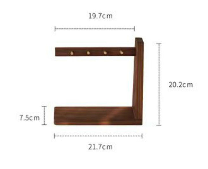 Skanto | Solid Wood Nøkkelorganisator med 6 Nøkkelhaker og Oppbevaringsplattform, Ingen Installasjon Kreves, Egnet for Oppbevaring av Nøkler, Briller, Lommebøker og Mer