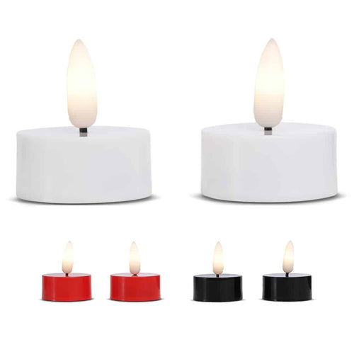 LED Tealight laget av plast med realistisk bevegelig flamme 3.8x2cm (2 stk.) | Skanto