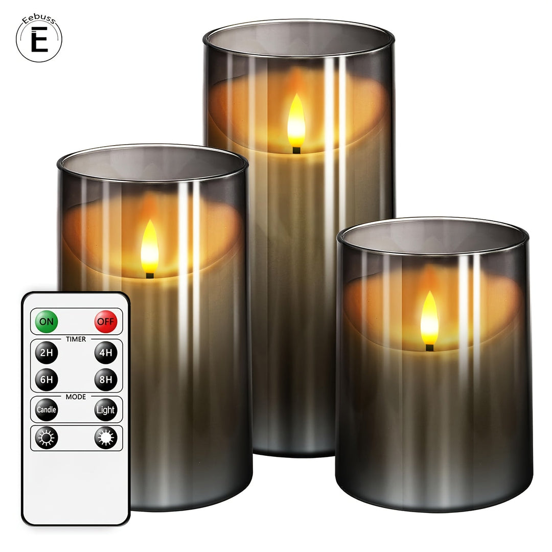 Skanto | CandleAura - LED Grå Lys med Realistisk Flamme