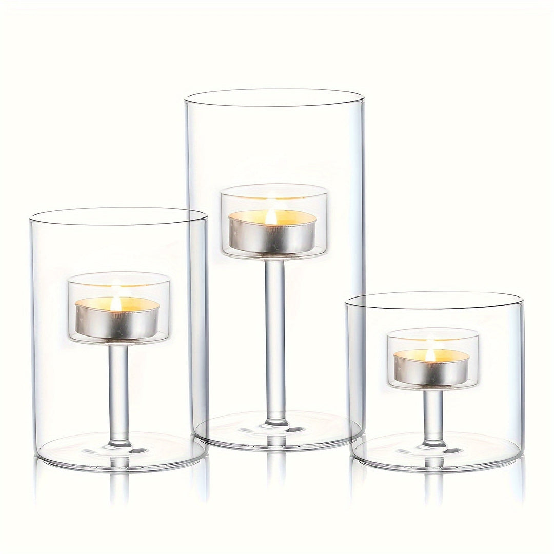 Skanto | PureLight - Trio av transparente lysestaker for elegante bord