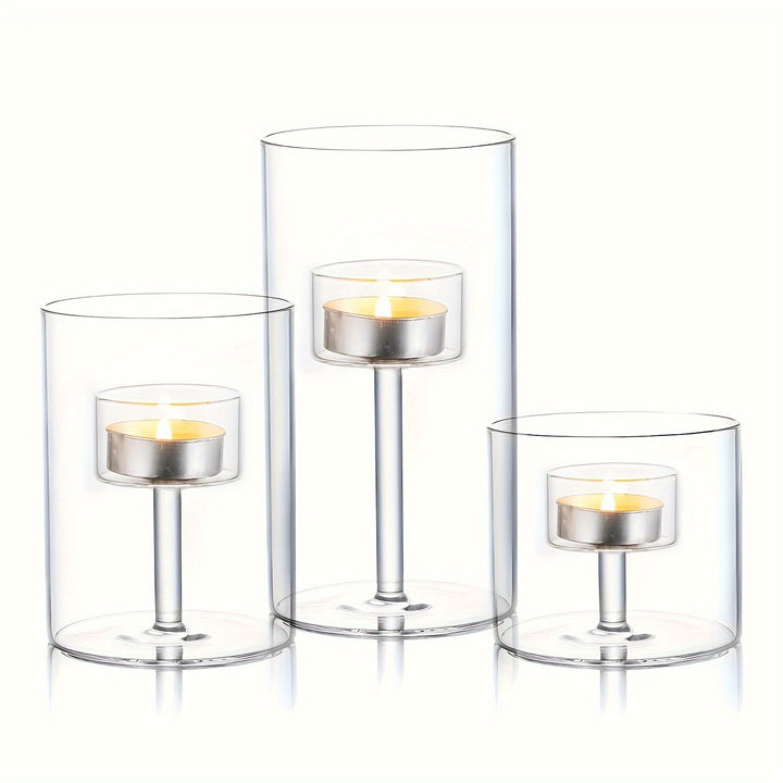 Skanto | PureLight - Trio av transparente lysestaker for elegante bord