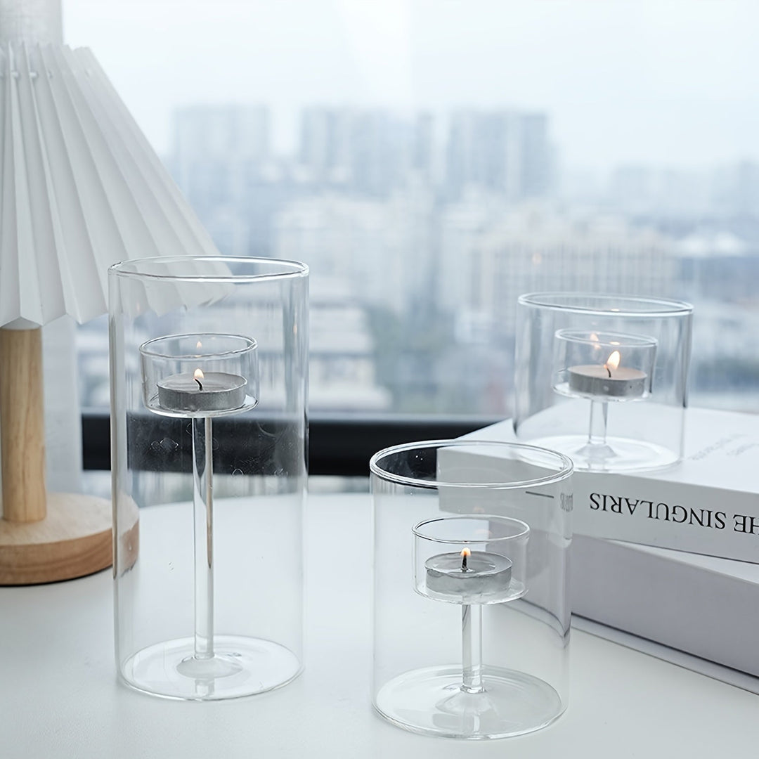 Skanto | PureLight - Trio av transparente lysestaker for elegante bord