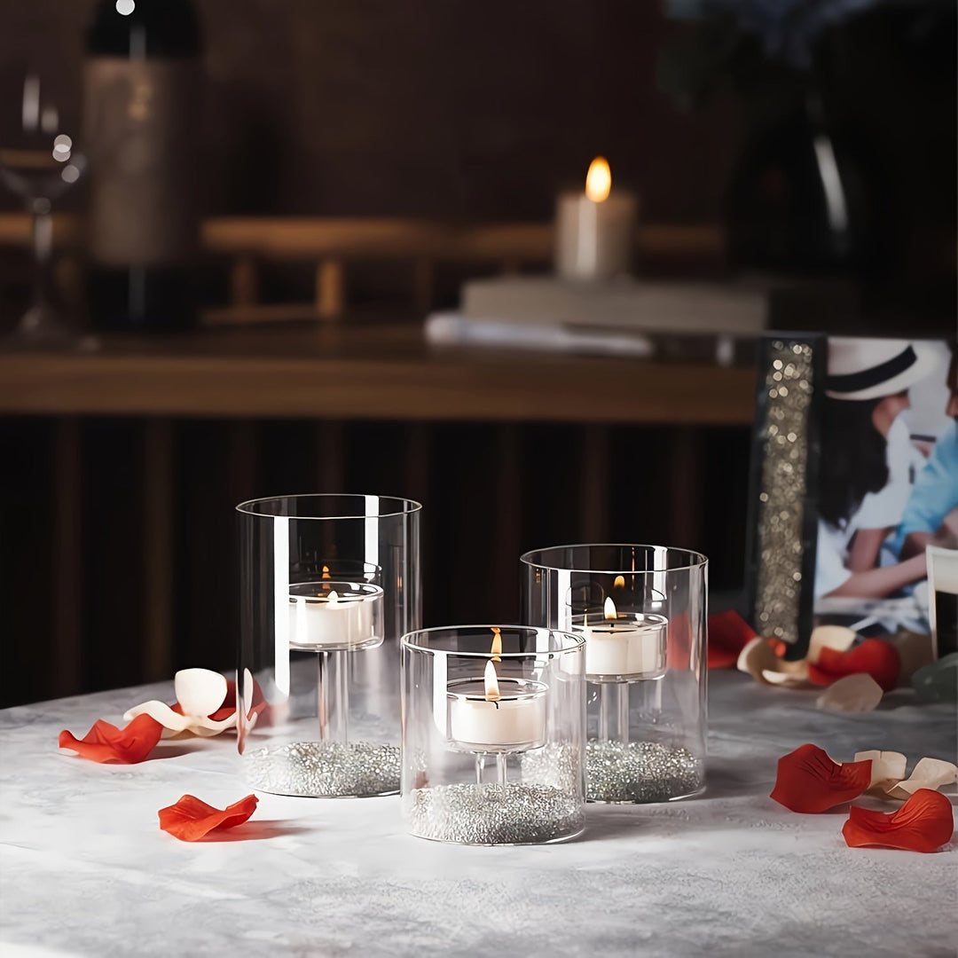 Skanto | PureLight - Trio av transparente lysestaker for elegante bord