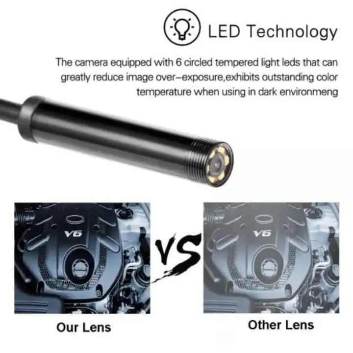 3-i-1 USB-endoskopkamera – Vanntett, fleksibelt med 6 LED-lys