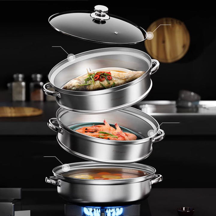 Skanto | 3-Tiers Mat Dampkoker - NutriSteam