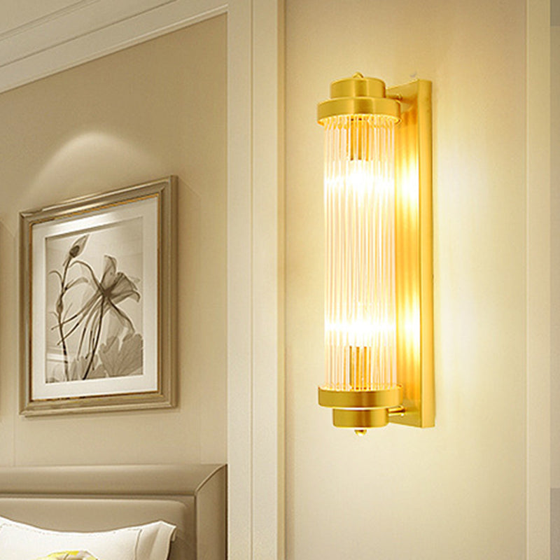 Cylinder Soverom Vegglampe Sconse Vintage Klart Glass 2 Hoder Gull LED Veggbelysning Armatur | Skanto