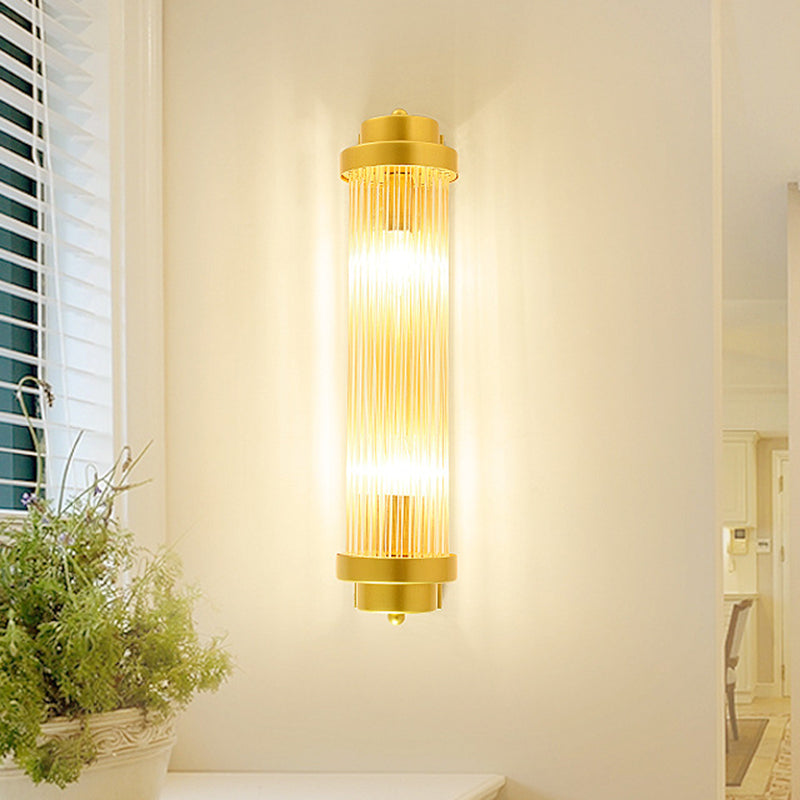 Cylinder Soverom Vegglampe Sconse Vintage Klart Glass 2 Hoder Gull LED Veggbelysning Armatur | Skanto