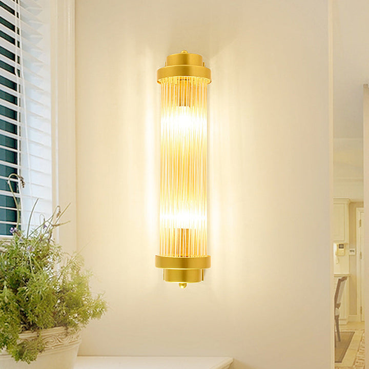 Cylinder Soverom Vegglampe Sconse Vintage Klart Glass 2 Hoder Gull LED Veggbelysning Armatur | Skanto