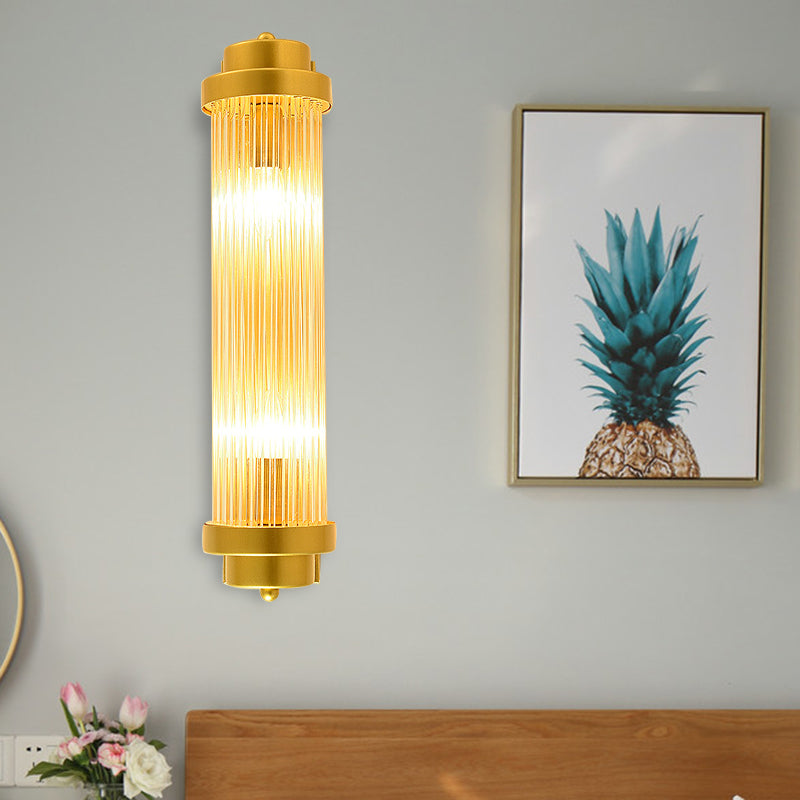 Cylinder Soverom Vegglampe Sconse Vintage Klart Glass 2 Hoder Gull LED Veggbelysning Armatur | Skanto