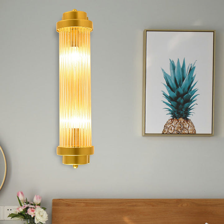 Cylinder Soverom Vegglampe Sconse Vintage Klart Glass 2 Hoder Gull LED Veggbelysning Armatur | Skanto