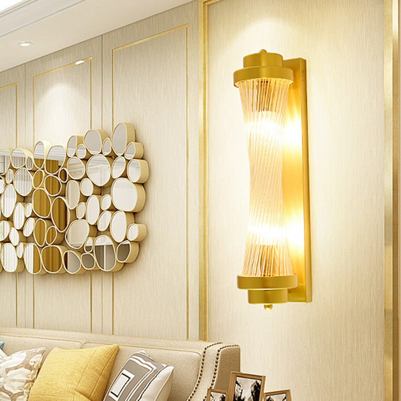 Cylinder Soverom Vegglampe Sconse Vintage Klart Glass 2 Hoder Gull LED Veggbelysning Armatur | Skanto