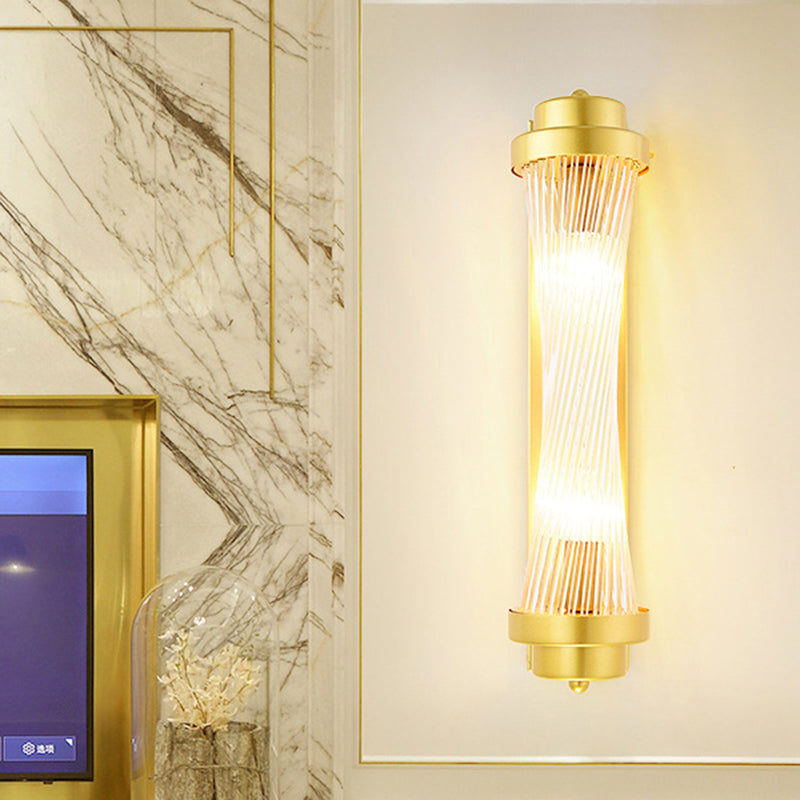 Cylinder Soverom Vegglampe Sconse Vintage Klart Glass 2 Hoder Gull LED Veggbelysning Armatur | Skanto