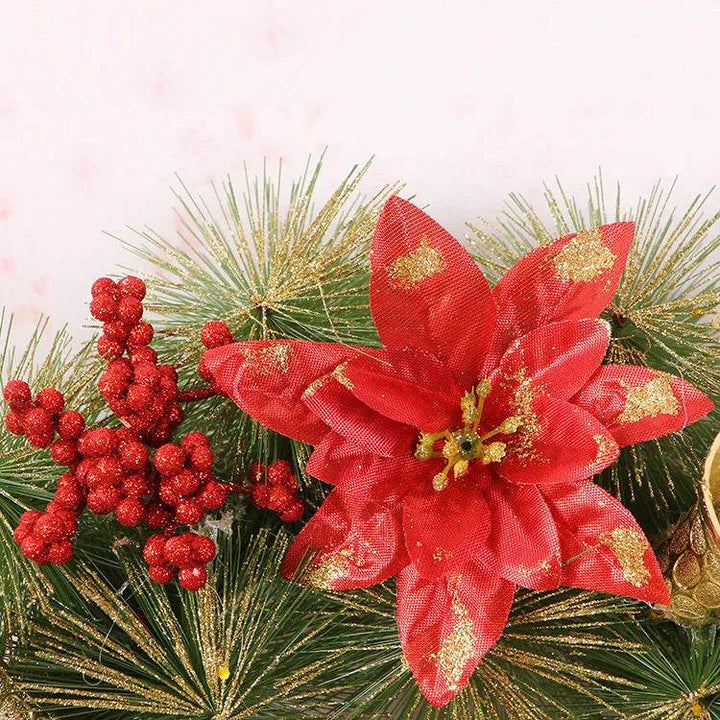 Skanto | Julekrans Kløverkrans Naturlig Furu Dekorativ Julegirlander med Frost