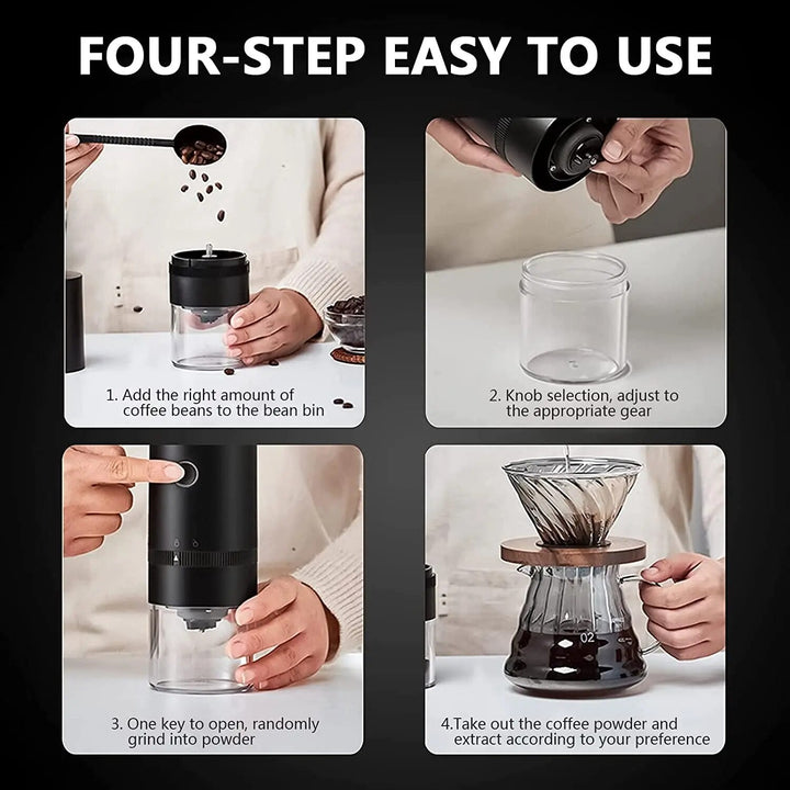 Skanto | Bærbar Elektrisk Kaffekvern med USB Type-C Lading & Keramisk Kvern