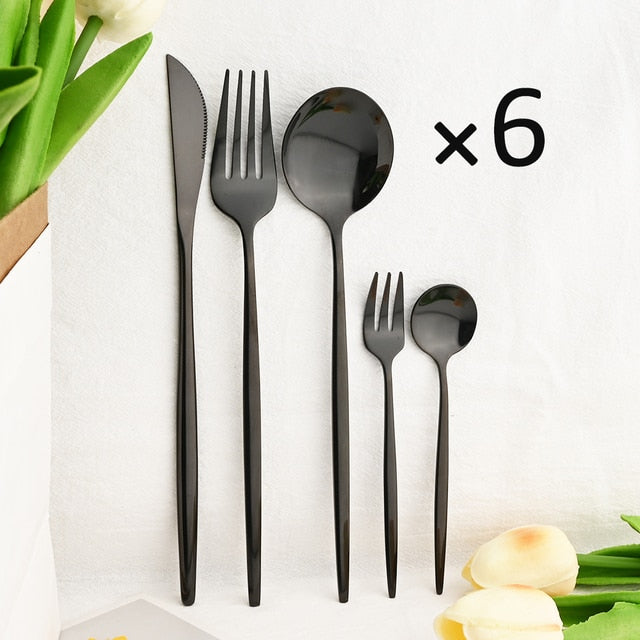 30Pcs Kjøkkenutstyrsett Bestikk Sett Rustfritt Stål Servise | Skanto
