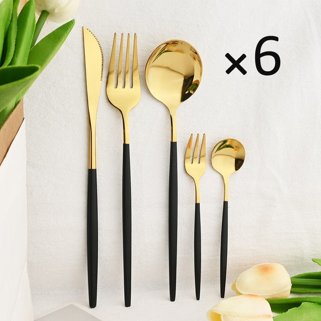 30Pcs Kjøkkenutstyrsett Bestikk Sett Rustfritt Stål Servise | Skanto