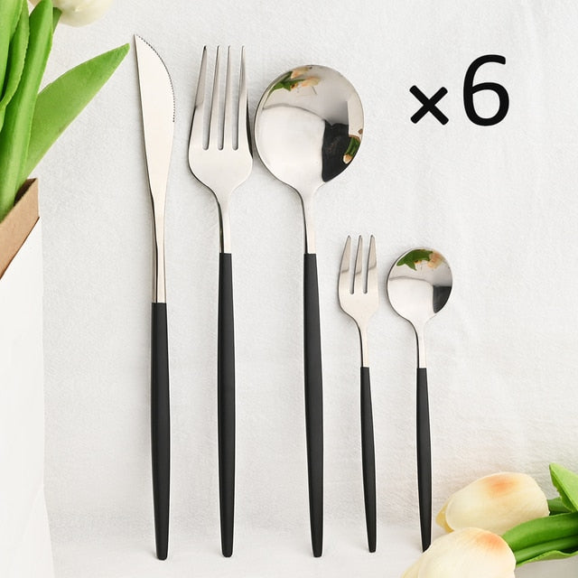 30Pcs Kjøkkenutstyrsett Bestikk Sett Rustfritt Stål Servise | Skanto