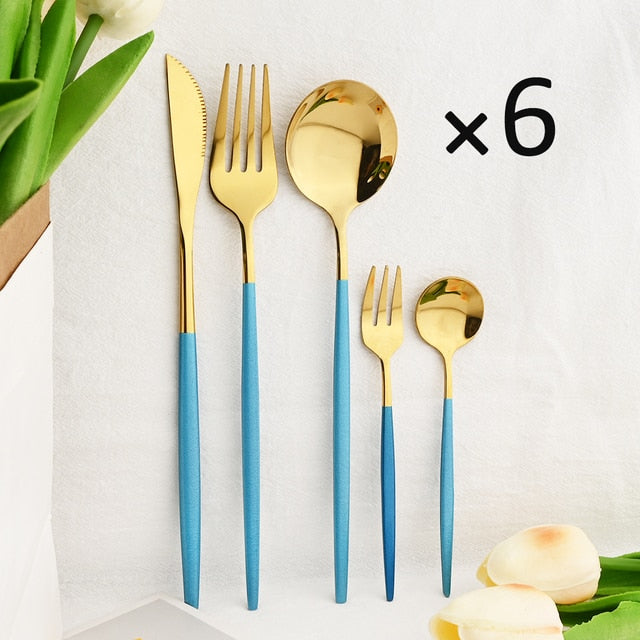 30Pcs Kjøkkenutstyrsett Bestikk Sett Rustfritt Stål Servise | Skanto
